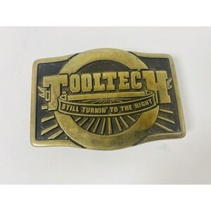 Tooltech 1982 Solid Brass Belt Buckle Still Turnin To The Right Anacortes